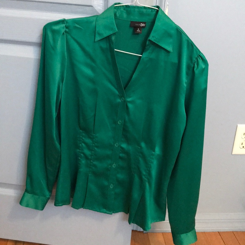 Emerald green silk shirt